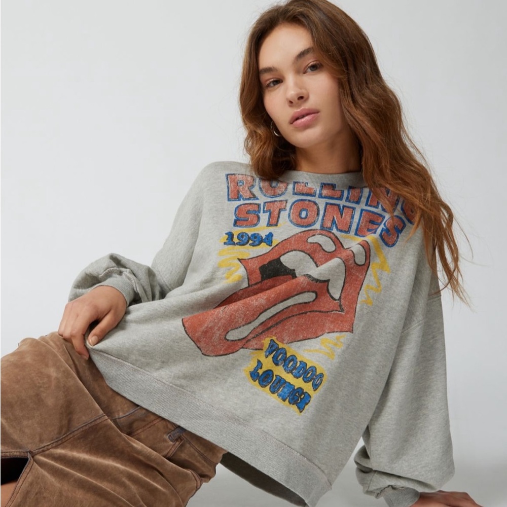 Urban Outfitters The Rolling Stones Slouchy Pullover Sweatshirt